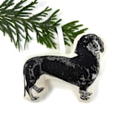"Silkscreen Dachshund Ornament" - Ornaments in beige by Broderpress
