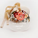 "Personalized Acrylic Fall Dahlia Peony Married Ornament, Set of 1" - Ornaments in red by Iveta Abolina