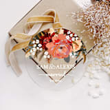 "Personalized Acrylic Fall Dahlia Peony Married Ornament, Set of 1" - Ornaments in red by Iveta Abolina