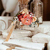 "Personalized Acrylic Fall Dahlia Peony Married Ornament, Set of 1" - Ornaments in red by Iveta Abolina