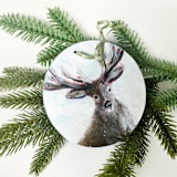 "Winter Deer, Decoupage Ornament" - Ornaments in multicolorassorted-colors by Carol C. Young