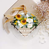 "Personalized Acrylic Sunflower White Roses Married Ornament, Set of 1" - Ornaments in multicolor by Iveta Abolina