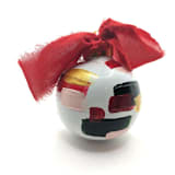 "Green, Burgundy, Blush, and Gold Ceramic, Hand-Painted Ornament" - Ornaments in red by The Savage Label