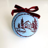 "Hand-Painted Winter Cottage Ornament" - Ornaments in blue by Arohika Verma