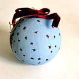 "Hand-Painted Winter Cottage Ornament" - Ornaments in blue by Arohika Verma