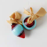 "Red and Teal Ornament - Abstract set of 2" - Ornaments in red by Weronika Zubek