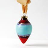 "Red and Teal Ornament - Abstract set of 2" - Ornaments in red by Weronika Zubek