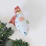 "Sky Blue Floral Ornament" - Ornaments in blue by Kate Nelson