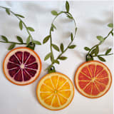 "Hand-painted Citrus Ornament Set of 3" - Ornaments in multicolor by Janie Allen