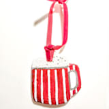 "Hand-made Clay Mug, Stripe Ornament" - Ornaments in red by AlisonJerry