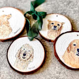 "Custom Birch Wood Pet Portrait Ornament" - Ornaments in multicolor by Laura Kinsella
