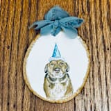 "Custom Birch Wood Pet Portrait Ornament" - Ornaments in multicolor by Laura Kinsella