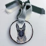"Custom Birch Wood Pet Portrait Ornament" - Ornaments in multicolor by Laura Kinsella