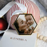 "Custom Hexagon Ornament Gold" - Ornaments in gold by Kimbra Mooers