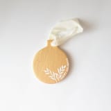 "Minimalist Happy Holidays Ornament" - Ornaments in gold by Jocelyn Elizabeth