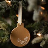 "Minimalist Happy Holidays Ornament" - Ornaments in gold by Jocelyn Elizabeth