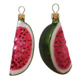 "Watermelon Slices Fruit Polish Glass Christmas Ornament Set of 2 Decorations" - Ornaments in multicolor by Pinnacle Peak Trading Company