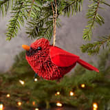 "Buri Cardinal Bird Ornament" - Ornaments in red by Aahlada Chennupati