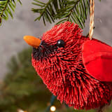 "Buri Cardinal Bird Ornament" - Ornaments in red by Aahlada Chennupati