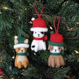 "Puppy Ornaments, set of 3" - Ornaments in multicolor by Melange Collection