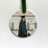 "Custom Photo Ornament - Grad Script" - Ornaments in white by Holly Whitcomb