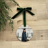 "Custom Photo Ornament - Grad Script" - Ornaments in white by Holly Whitcomb