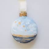 "2" Blue & Gold Heavenly Seascape" - Ornaments in blue by Kristen Laczi