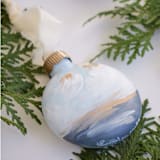 "2" Blue & Gold Heavenly Seascape" - Ornaments in blue by Kristen Laczi