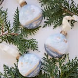 "2" Blue & Gold Heavenly Seascape" - Ornaments in blue by Kristen Laczi