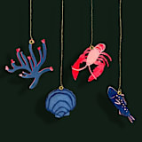"Paper Cut Out Hand Painted Coastal Ornaments - Set of 4" - Ornaments in multicolor by Lottie Aldarwish