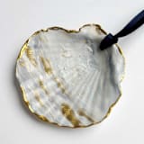 "Original Hand-Painted Natural Seashell Ornament, Light Blue, White & Gold" - Ornaments in blue by Nicoletta Savod