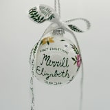 "Personalized Floral First Christmas Ornament with Painted Ribbon" - Ornaments in multicolorassorted-colors by Ashley Myers