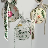 "Personalized Floral First Christmas Ornament with Painted Ribbon" - Ornaments in multicolorassorted-colors by Ashley Myers