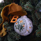"Floral Customized Ornaments in Green and Indian Yellow" - Ornaments in multicolor by Lottie Aldarwish