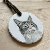 "Hand-painted Pet Portrait Ceramic Ornament" - Ornaments in multicolor by Holly Whitcomb
