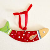 "Personalize, Hand-made Clay Red Sardine Ornament" - Ornaments in red by AlisonJerry