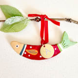 "Personalize, Hand-made Clay Red Sardine Ornament" - Ornaments in red by AlisonJerry