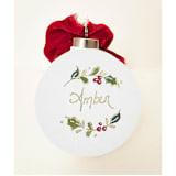 "Personalized Christmas White Floral Ceramic Ornament" - Ornaments in multicolorassorted-colors by AlisonJerry