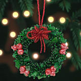 "Wreath with Red Berries Ornament" - Ornaments in multicolor by Melange Collection