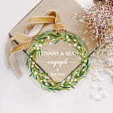 "Personalized Acrylic Green Wreath Engagement Ornament, Set of 1" - Ornaments in green by Iveta Abolina
