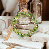 "Personalized Acrylic Green Wreath Engagement Ornament, Set of 1" - Ornaments in green by Iveta Abolina