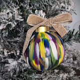 "Abstract Multicolor Hand Painted Christmas Ornament in Peacock Colors" - Ornaments in multicolor by The Savage Label
