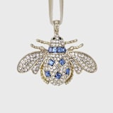 "Classic bee hanging ornament, sapphire" - Ornaments in silver by Joanna Buchanan