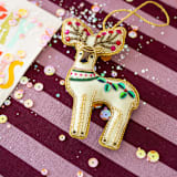 "Reindeer Embellished Christmas Ornament" - Ornaments in beige by Jollity and Co