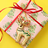 "Reindeer Embellished Christmas Ornament" - Ornaments in beige by Jollity and Co