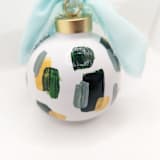 "Green, Sage, and Gold Shimmer Hand-Painted Ceramic Christmas Ornament" - Ornaments in green by The Savage Label