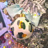 "Green, Sage, and Gold Shimmer Hand-Painted Ceramic Christmas Ornament" - Ornaments in green by The Savage Label
