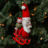 "Felt Santa Claus with Gifts Ornament" - Ornaments in red by Aahlada Chennupati