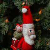 "Felt Santa Claus with Gifts Ornament" - Ornaments in red by Aahlada Chennupati
