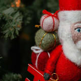 "Felt Santa Claus with Gifts Ornament" - Ornaments in red by Aahlada Chennupati